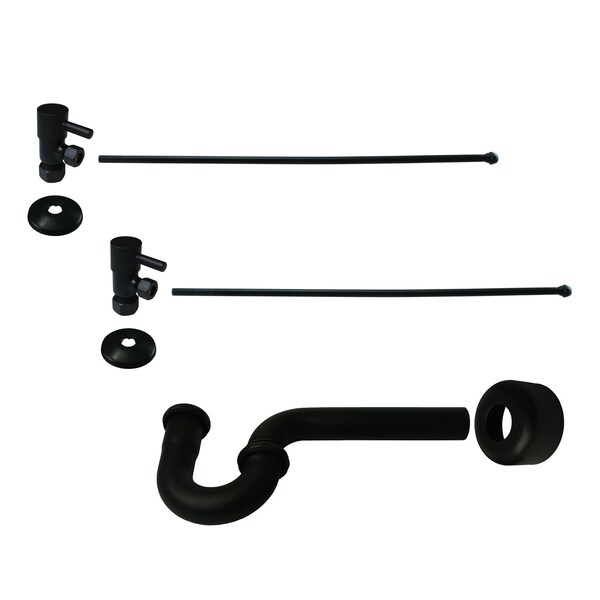 Westbrass Pedestal Sink Faucet Supply Kit with 1/4-Turn Lever Handles and P-Trap, Oil Rubbed Bronze D1838QRL-12 - main